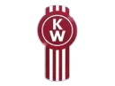 A red and white Kenworth truck emblem with the letters "K" and "W" inside a circle and vertical stripes below.